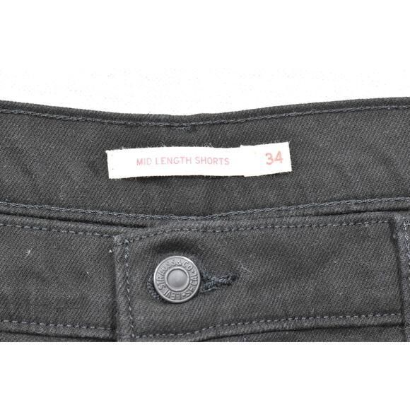 Levi's Mid Length Black Denim Shorts Regular Size 34 Mid Length Shorts Cotton - Picture 8 of 8